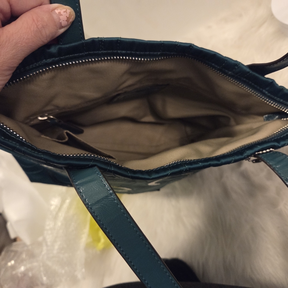 Coach Teal Signature "C" Tote With Sequins - Picture 3 of 9